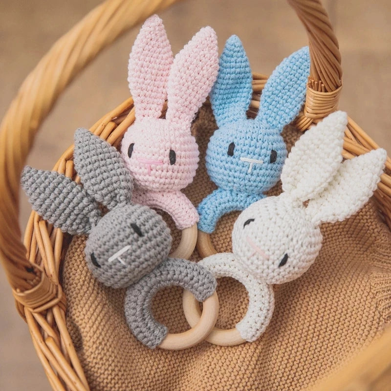 Hochet Bébé en Bois & Coton – Doux & Naturel