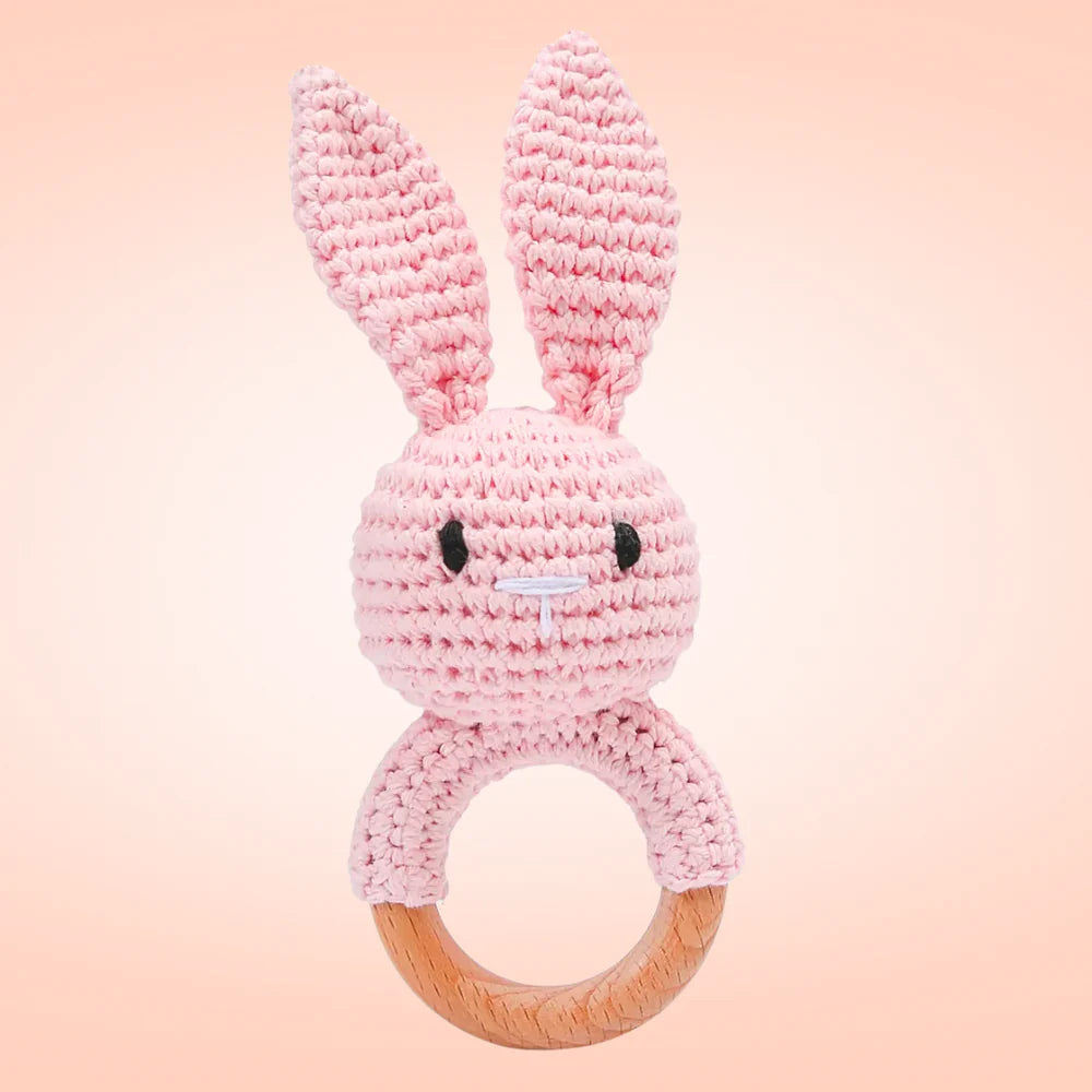Hochet Bébé en Bois & Coton – Doux & Naturel