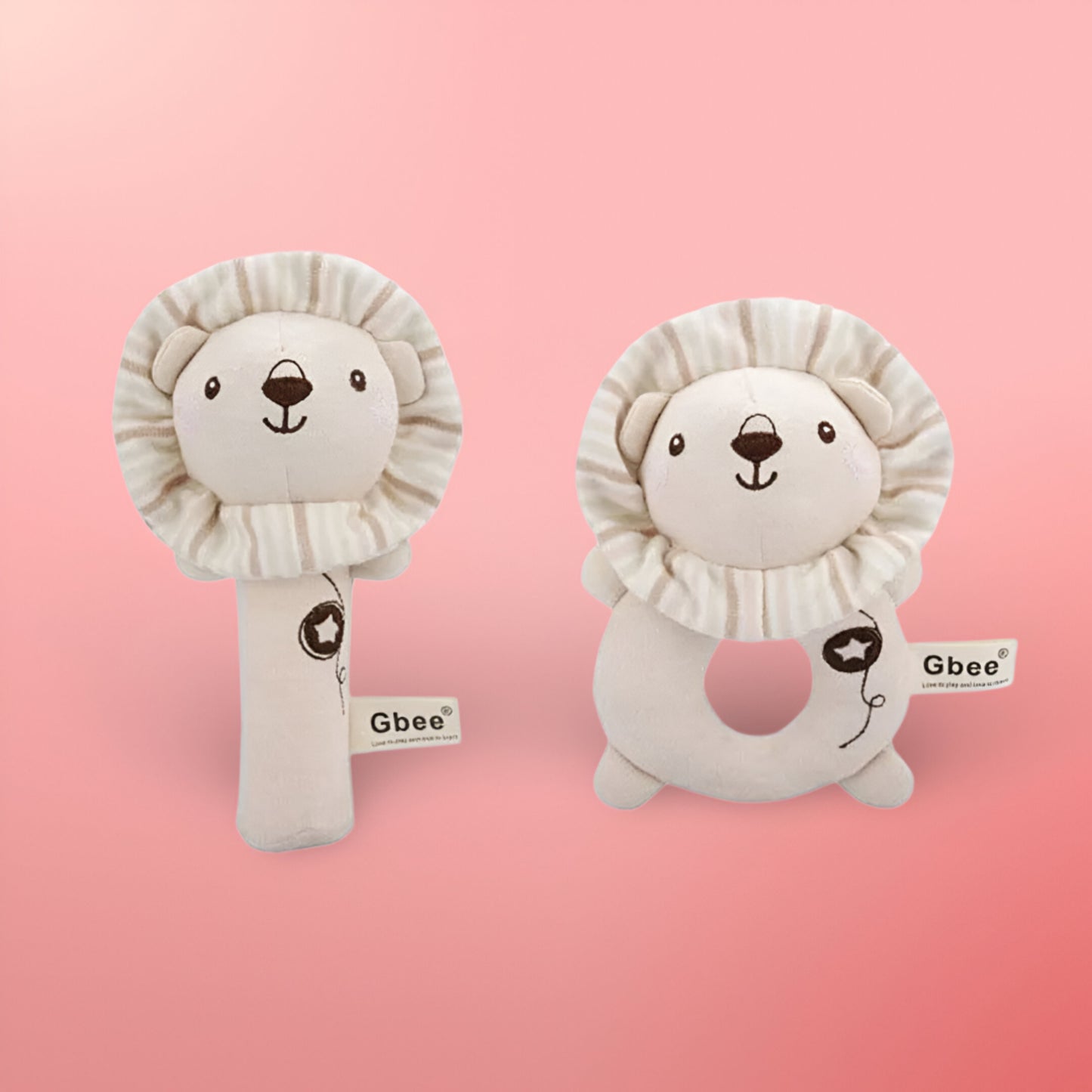 Lot de 2 Hochet Main Bébé en Coton Bio – Jouet Apaisant Doux