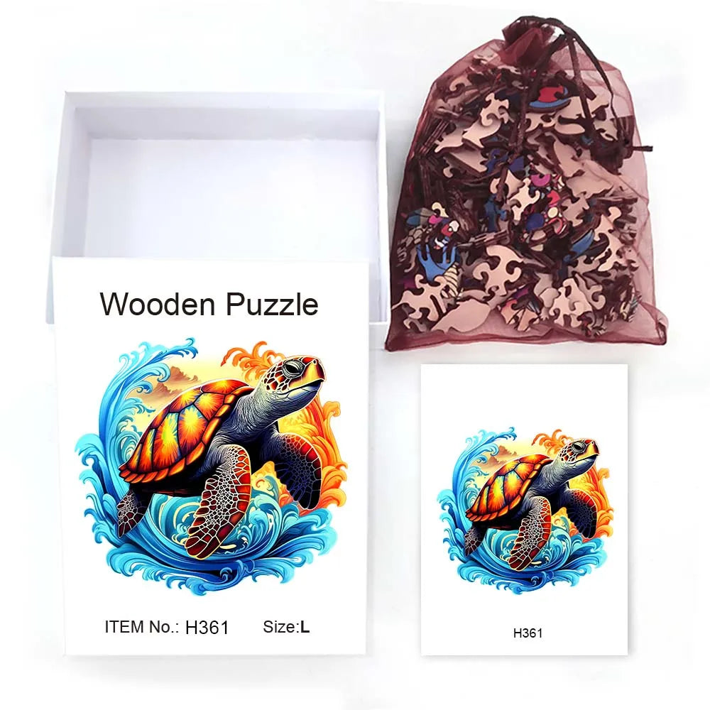 Puzzle en Bois Tortue 🐢 - Cadeau Unique & Relaxant pour toutes les occasions