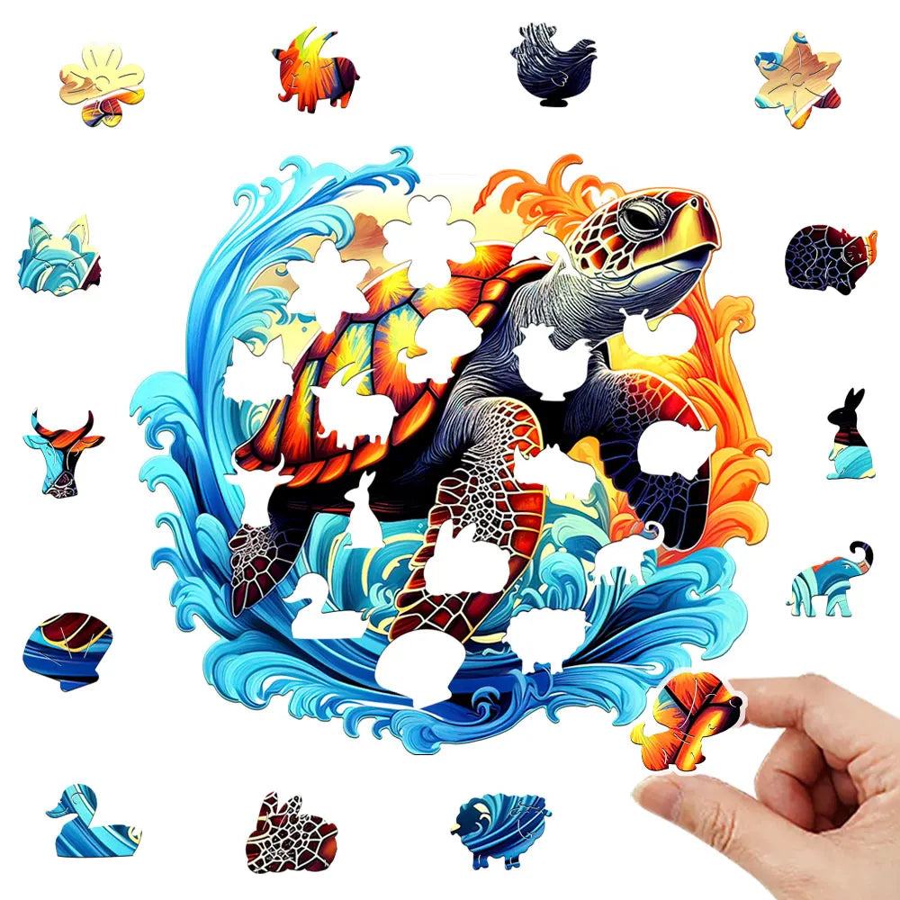 Puzzle en Bois Tortue 🐢 - Cadeau Unique & Relaxant pour toutes les occasions