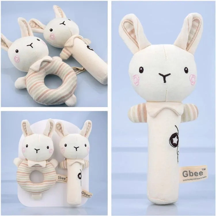 Lot de 2 Hochet Main Bébé en Coton Bio – Jouet Apaisant Doux