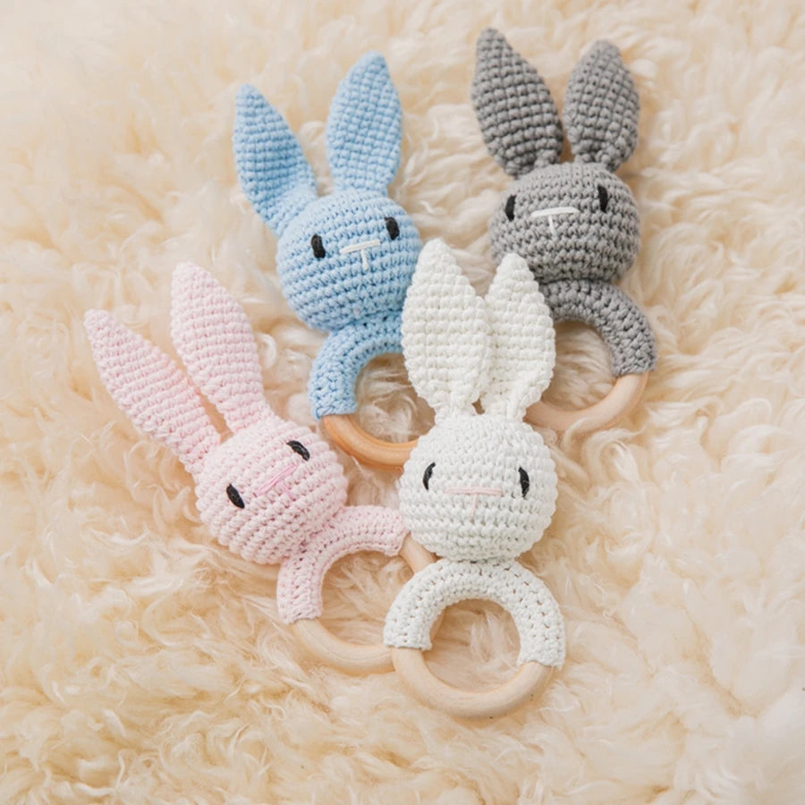 Hochet Bébé en Bois & Coton – Doux & Naturel