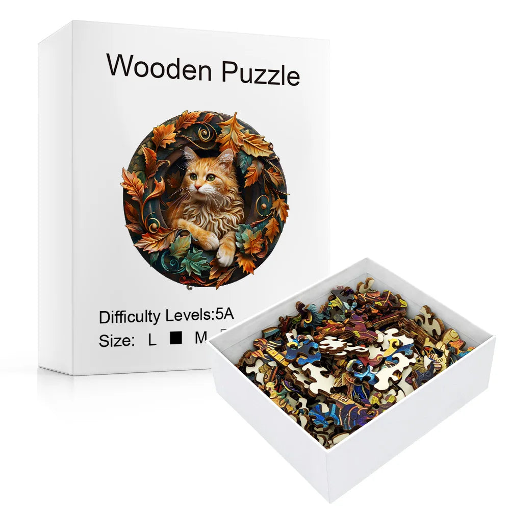 Puzzle en Bois Chat Élégant 🐱 – Un Félin Sophistiqué au Style Chic et Majestueux
