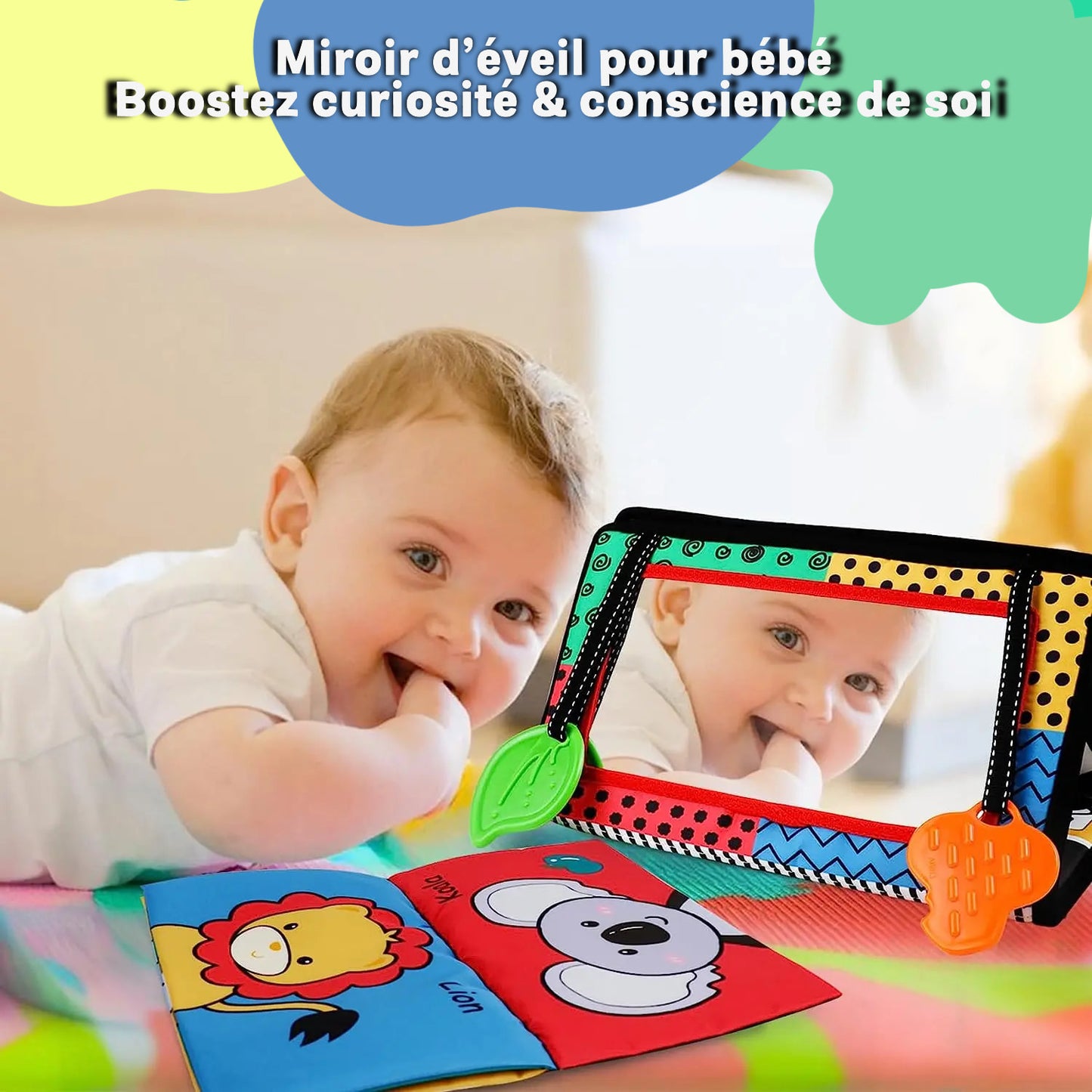🧠 Tapis Miroir Bébé - Éveil Sensoriel & Développement Visuel