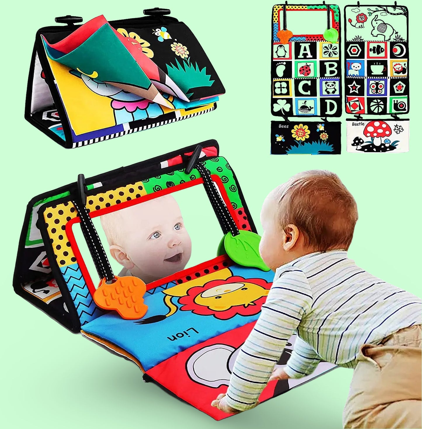 🧠 Tapis Miroir Bébé - Éveil Sensoriel & Développement Visuel