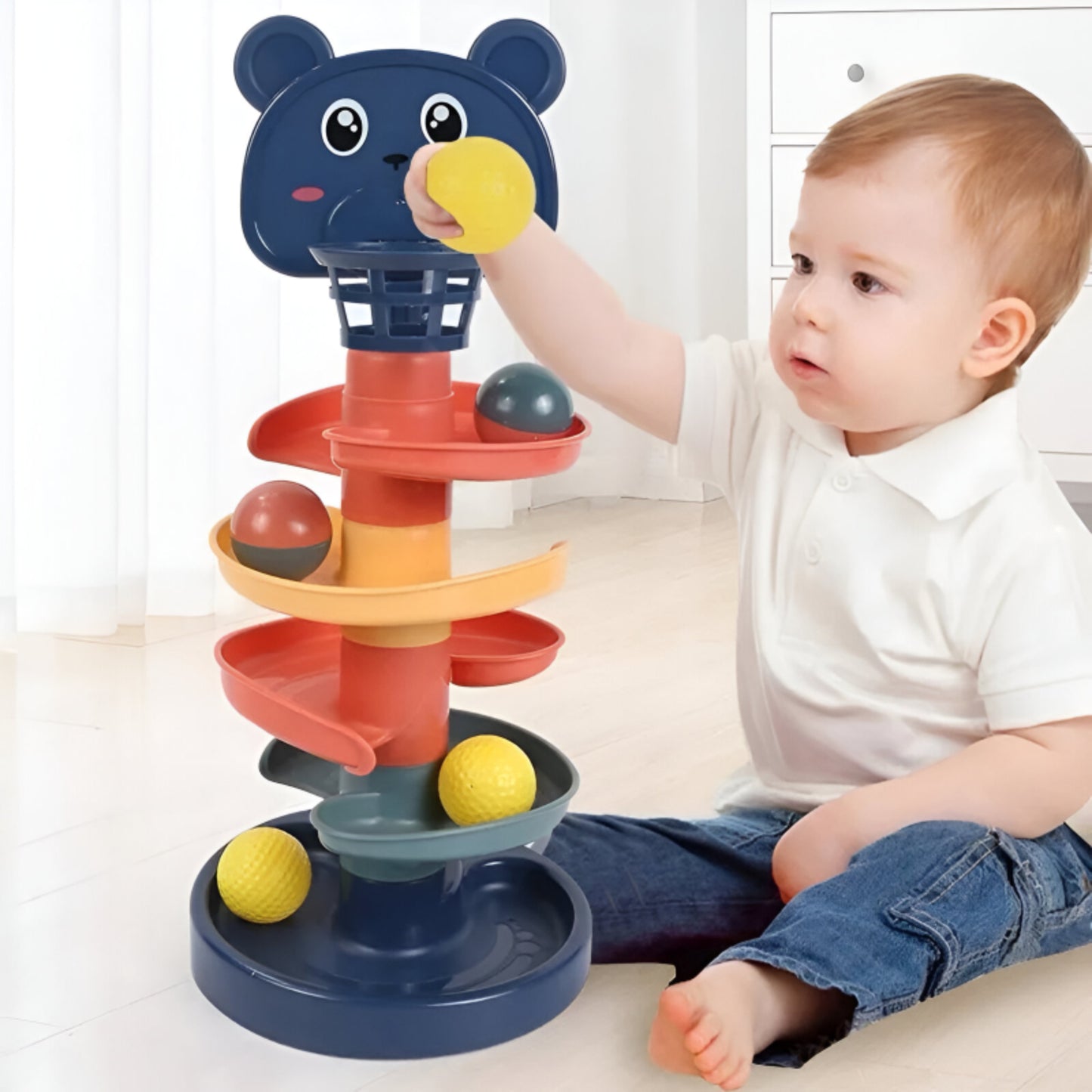 Tour à Boules Éducative 3 à 7 Niveaux – Jouet d’Éveil Ludique et Coloré pour Bébé