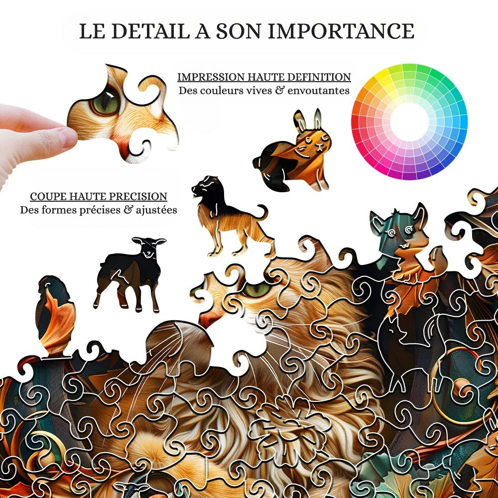 Puzzle en Bois Chat Élégant 🐱 – Un Félin Sophistiqué au Style Chic et Majestueux