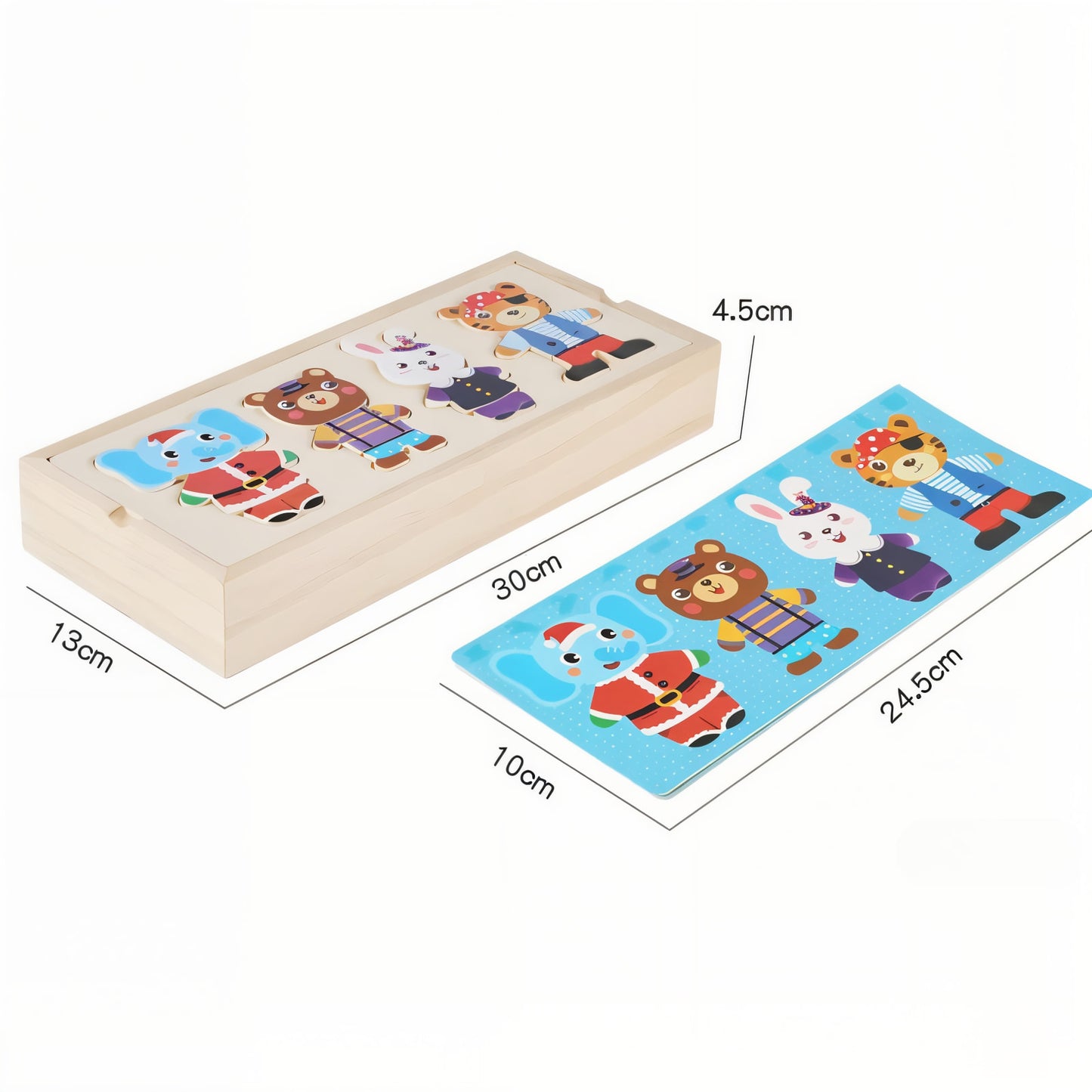 Puzzle Habillage en Bois – Éléphant & Ours à Habiller