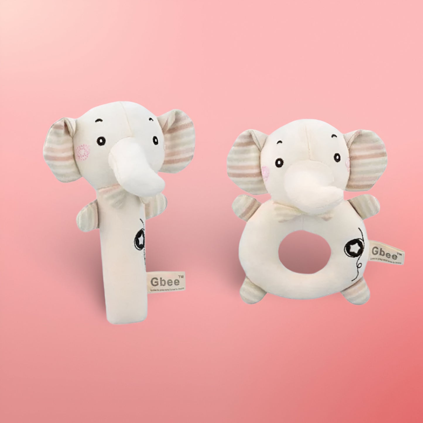 Lot de 2 Hochet Main Bébé en Coton Bio – Jouet Apaisant Doux