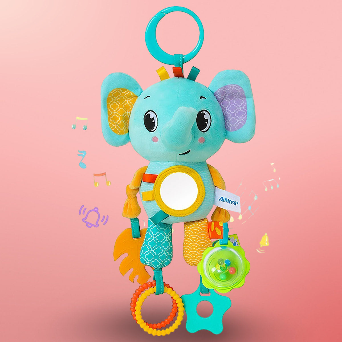 Peluche Sensorielle Suspendu 4-en-1 – Éveil, Dentition & Douceur en Voyage