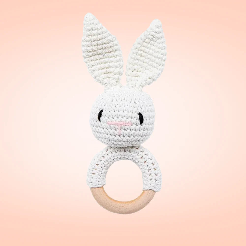 Hochet Bébé en Bois & Coton – Doux & Naturel
