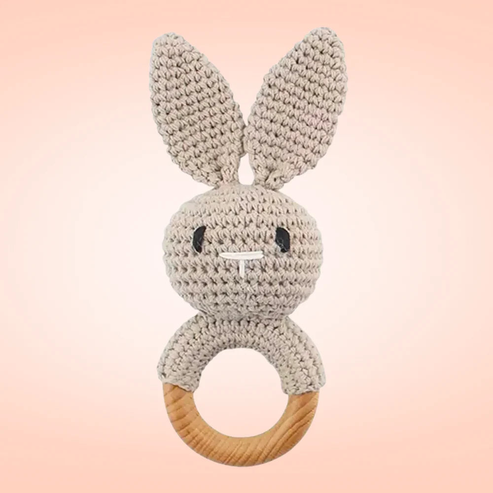 Hochet Bébé en Bois & Coton – Doux & Naturel