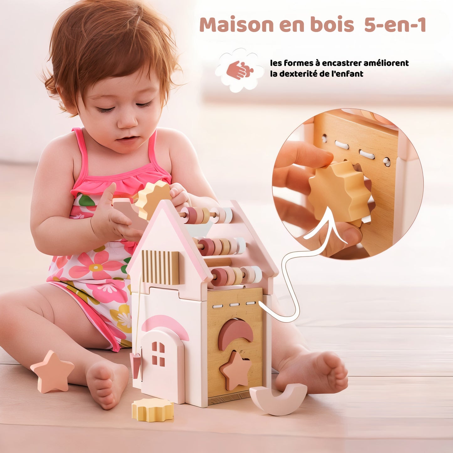 Maison Montessori 5-en-1 en Bois
