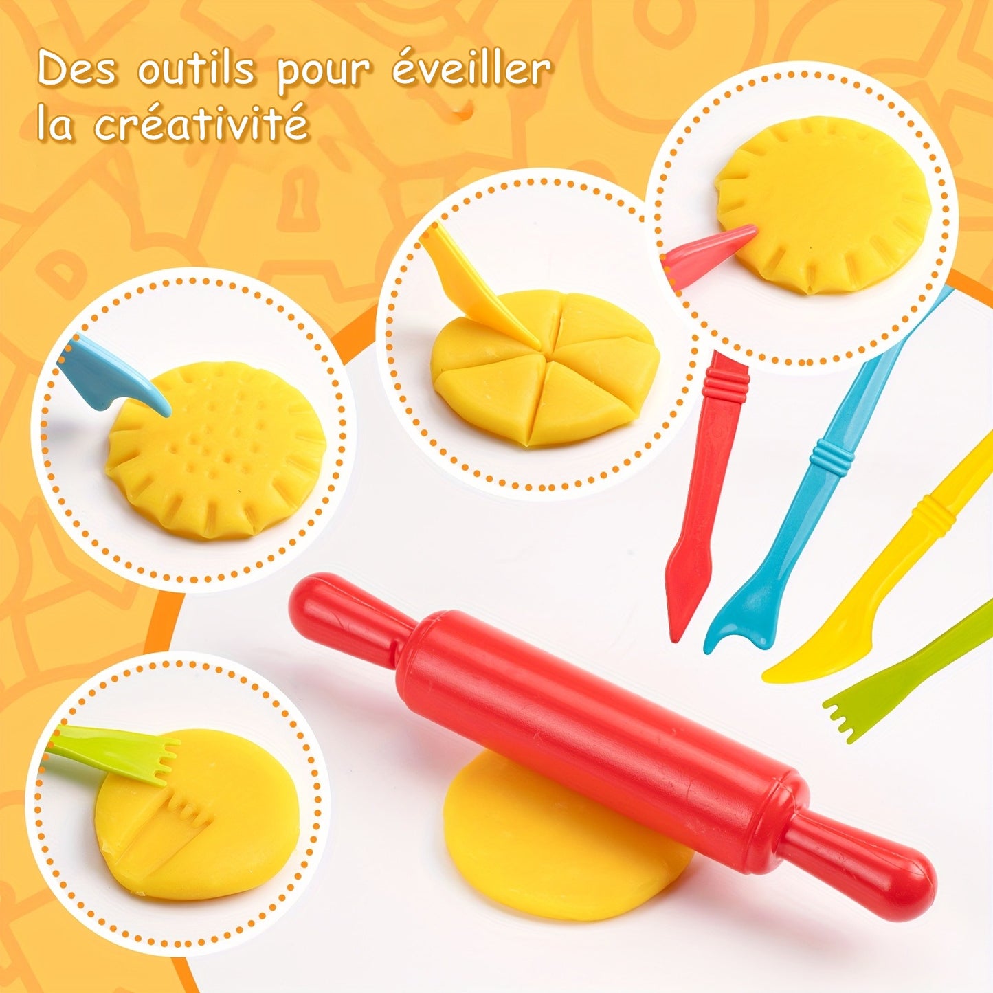 Kit d’Outils Pâte à Modeler pour Enfants – Moules, Fruits, Rouleaux & Accessoires Créatifs