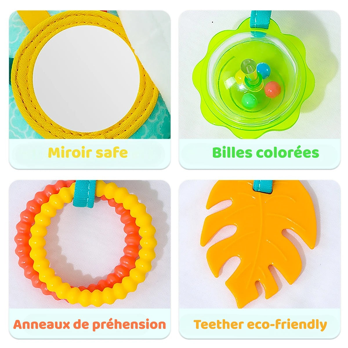 Peluche Sensorielle Suspendu 4-en-1 – Éveil, Dentition & Douceur en Voyage