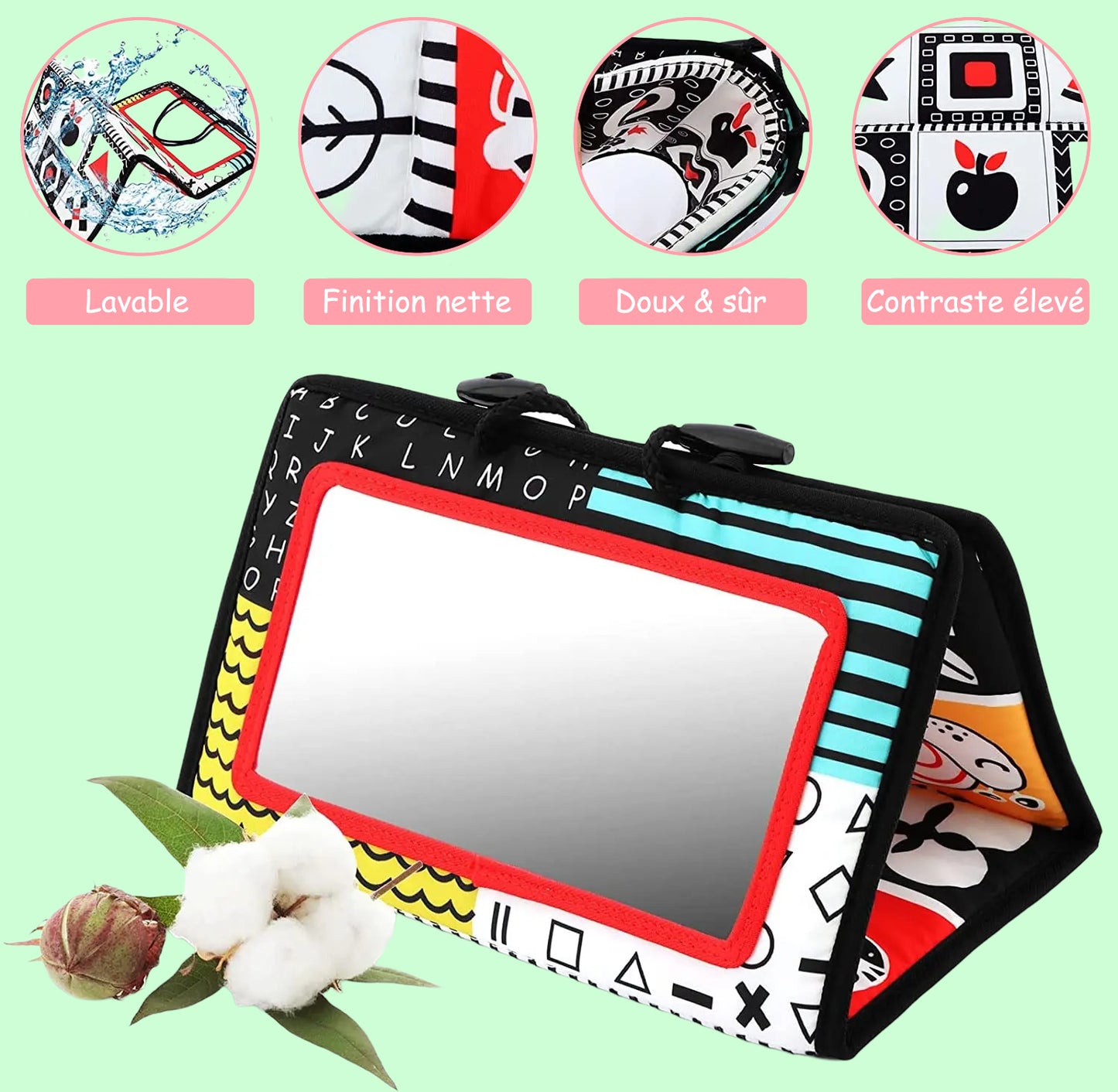 🧠 Tapis Miroir Bébé - Éveil Sensoriel & Développement Visuel