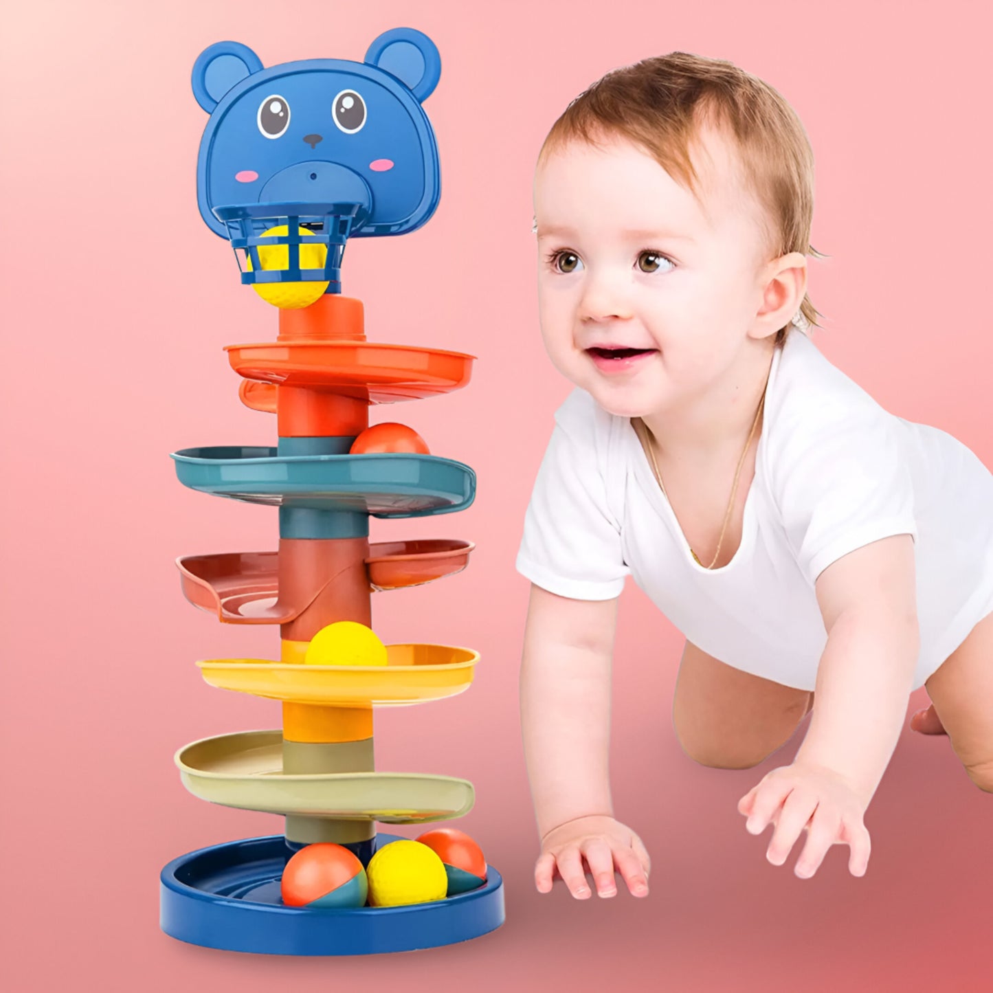 Tour à Boules Éducative 3 à 7 Niveaux – Jouet d’Éveil Ludique et Coloré pour Bébé