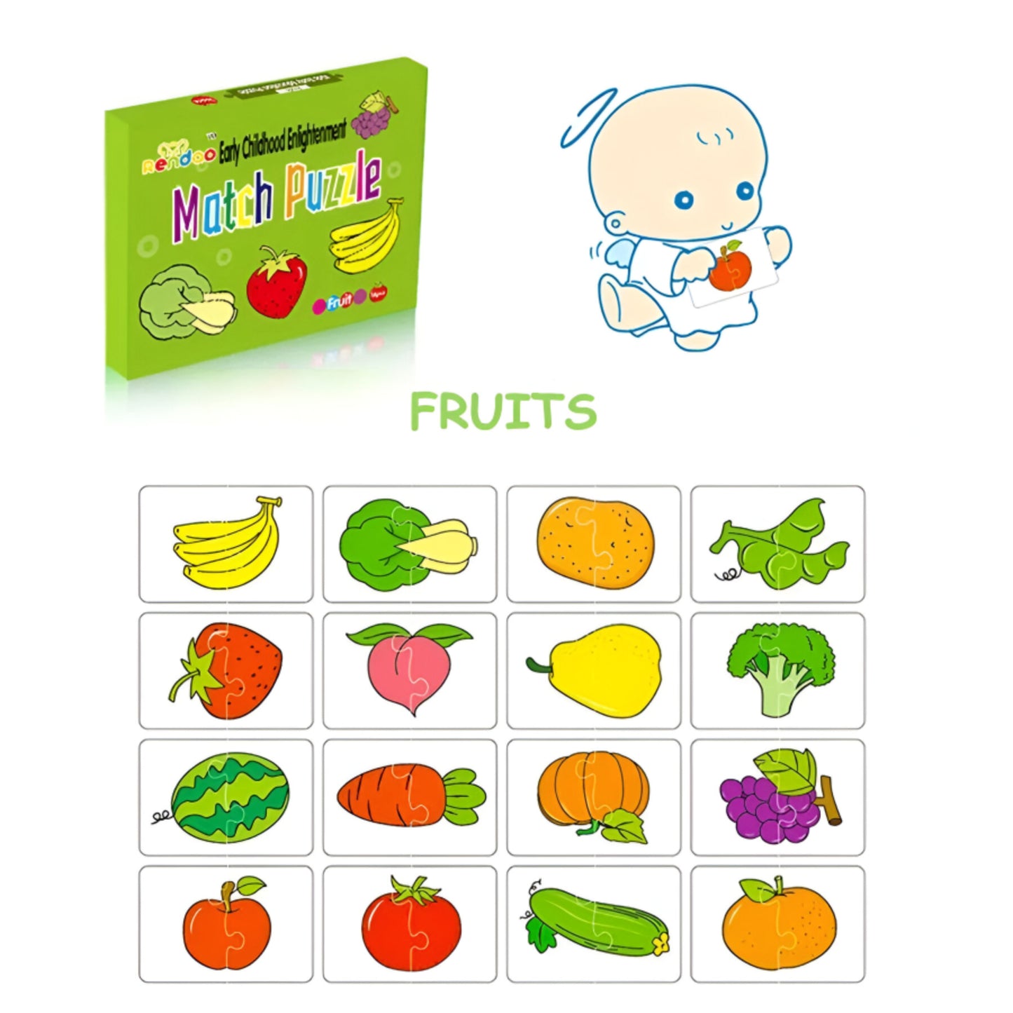 Puzzle Éducatif 32 Cartes – Jeu d'Éveil Cognitif pour Enfants