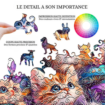 Puzzle en Bois Chattons Mignon 🍄🐱 | Cadeau Irrésistible