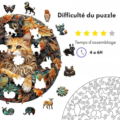 Puzzle en Bois Chat Élégant 🐱 – Un Félin Sophistiqué au Style Chic et Majestueux
