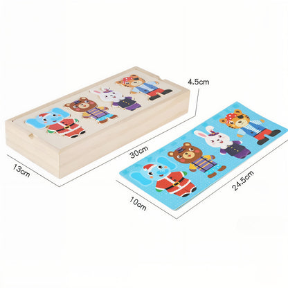 Puzzle Habillage en Bois – Éléphant & Ours à Habiller
