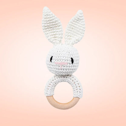 Hochet Bébé en Bois & Coton – Doux & Naturel